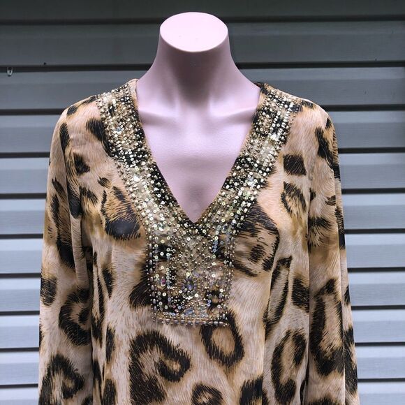 Faith Bead Embellished Blouse Size Medium - Picture 2 of 5